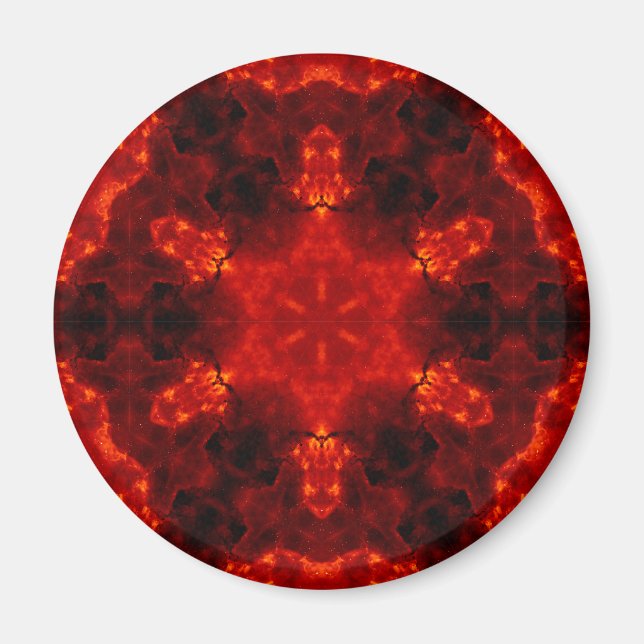 Inferno Nexus - Fiery Kaleidoscope Art Magnet (Framsidan)