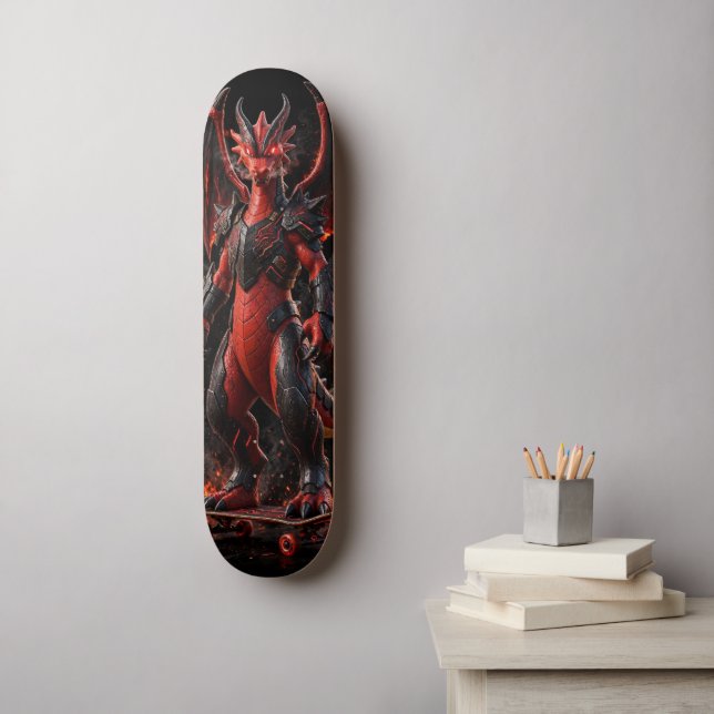 Inferno Röd Drak Skateboard - Eld Armor Odjur (Väggkonst)
