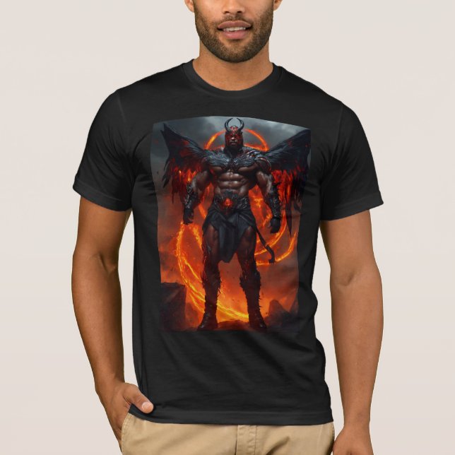 Inferno Sentinel: Fearsome Demon Warrior T-shirt (Framsida)