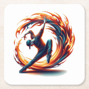 Inferno Spin - Ignite the ande of Breakdance Underlägg Papper Kvadrat