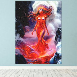 "Inferno" - Volcanic Woman Porträtt Canvastryck