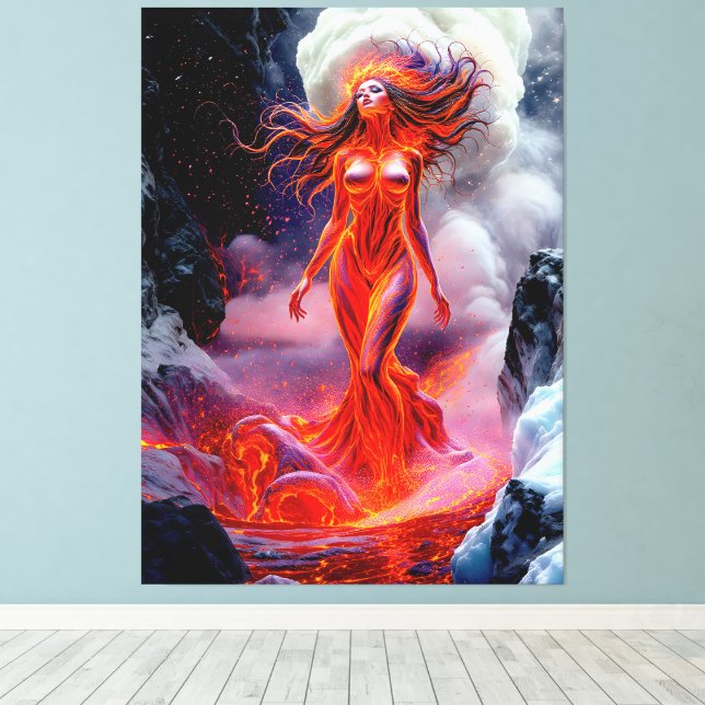 "Inferno" - Volcanic Woman Porträtt Canvastryck (Insitu (trägolv))