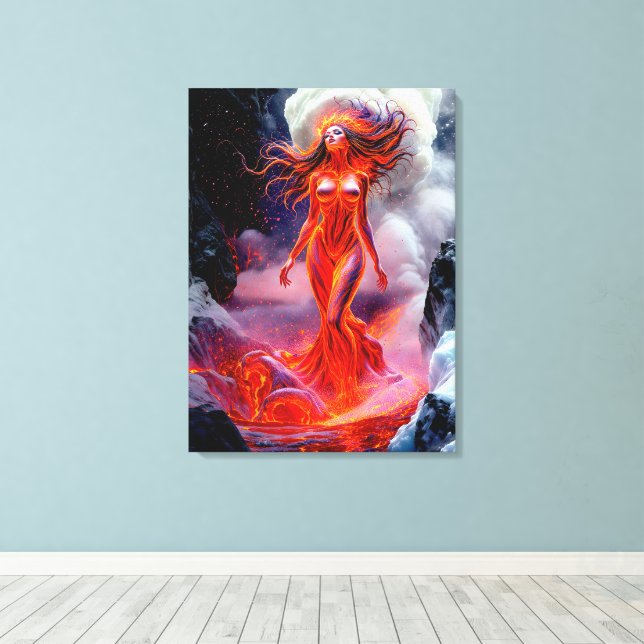 "Inferno" - Volcanic Woman Porträtt Canvastryck (Insitu (trägolv))
