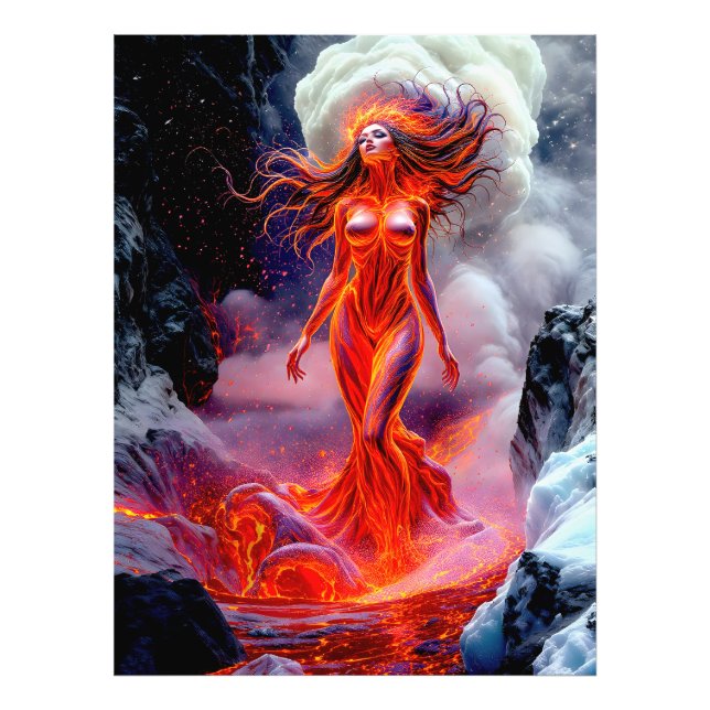 "Inferno" - Volcanic Woman Porträtt Fototryck (Framsidan)