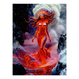 "Inferno" - Volcanic Woman Porträtt Perfect Poster