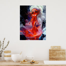 "Inferno" - Volcanic Woman Porträtt Poster