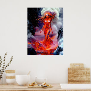 "Inferno" - Volcanic Woman Porträtt Poster