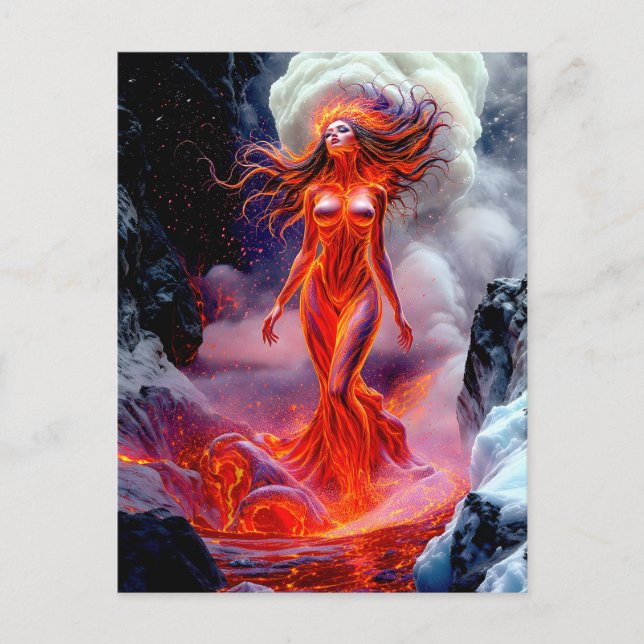 "Inferno" - Volcanic Woman Porträtt Vykort (Framsida)