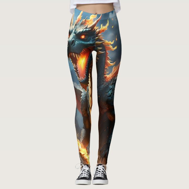 "Infernos andedräkt: Dragens Flame" Leggings (Framsida)