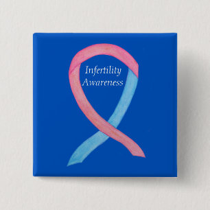 Infertilitet, medvetandegörande Rosa och blått ban Knapp