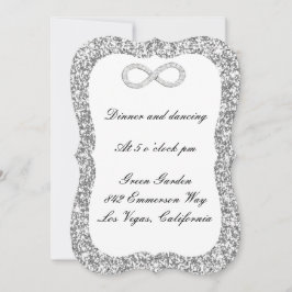 Infinationskort för Silver Glitter Diamond Inbjudningar