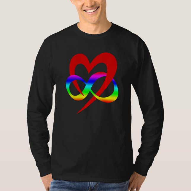 Infinit Heart Polyamory Symbol LGBT CSD T Shirt (Framsida)
