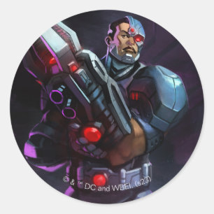 Infinite Crisis Cyborg Illustration Runt Klistermärke