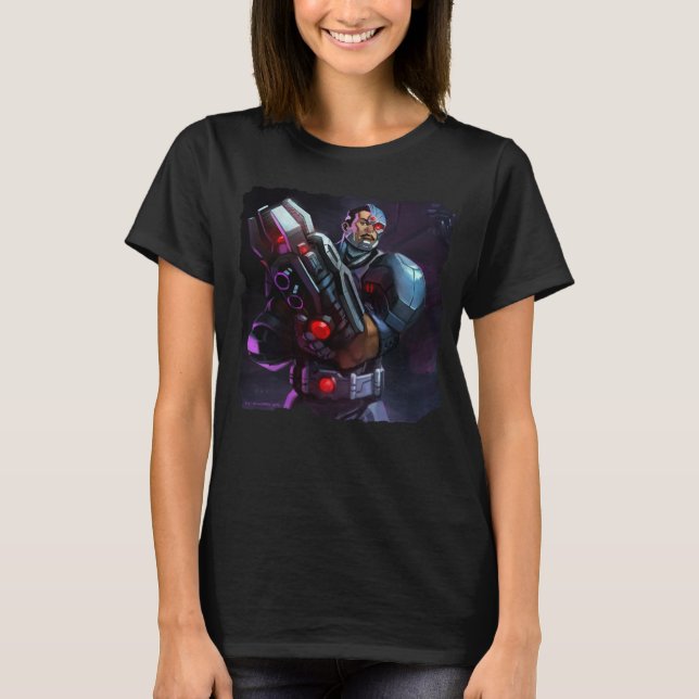 Infinite Crisis Cyborg Illustration T Shirt (Framsida)