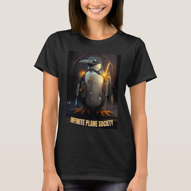 Infinite Flygplan Society Steampunk Pengiun T Shirt (Framsida)