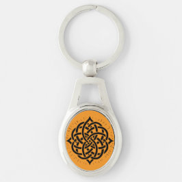 Infinite Harmony: Sacred Mandala Celtic Symbol Art Ovalt Silverfärgad Nyckelring