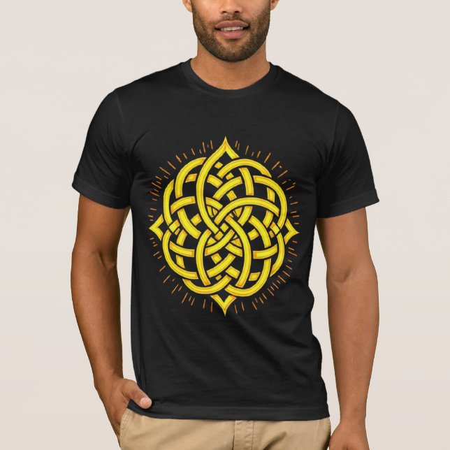 Infinite Harmony: Sacred Mandala Celtic Symbol Art T Shirt (Framsida)