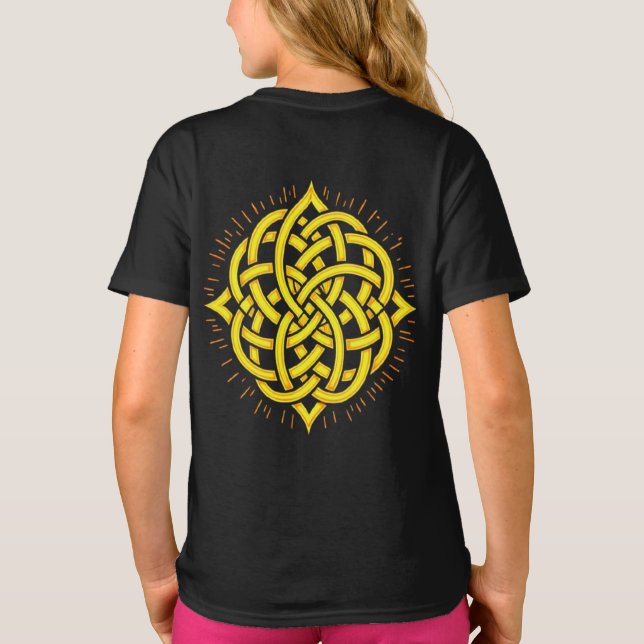 Infinite Harmony: Sacred Mandala Celtic Symbol Art T Shirt (Baksida)