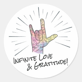 Infinite Kärlek & Gratitude Sticker Runt Klistermärke