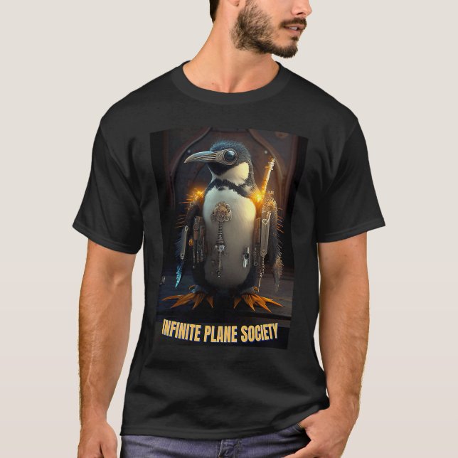 Infinite Plane Society Steampunk Pengiun T Shirt (Framsida)