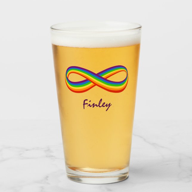 Infinite Rainbow Kärlek Symbol Anpassningsbar Gay  Glaskopp (Framsida fylld)