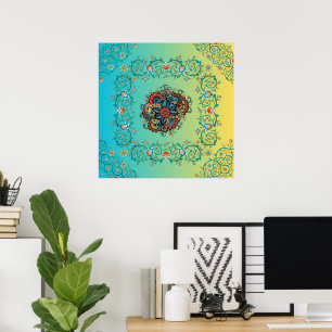 Infinite Splendor, Mehndi Grönt Blommigt Art Poster