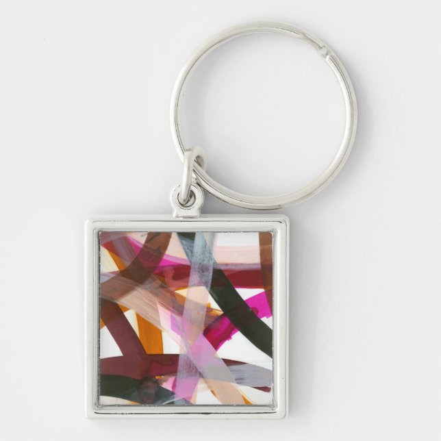 Infinite Väg II Fyrkantig Silverfärgad Nyckelring (Framsidan)