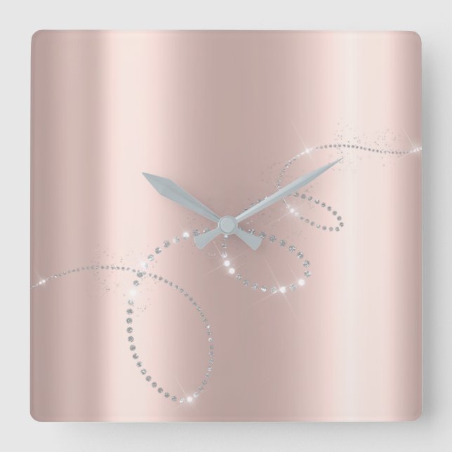 Infinitetsdiamanter för pastellkristaller i grått  fyrkantig klocka (Framsida)