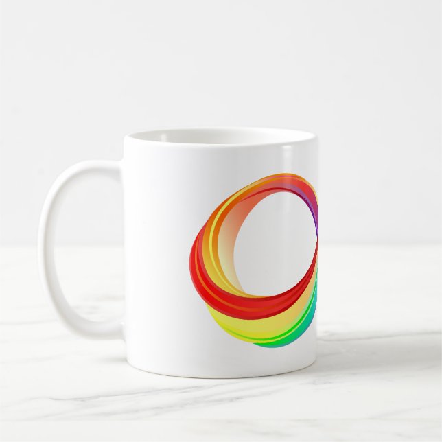 Infinitetssymbol för regnbåge i lager kaffemugg (Vänster)