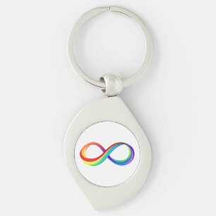 Infinitetssymbol för regnbåge i lager swirl silverfärgad nyckelring