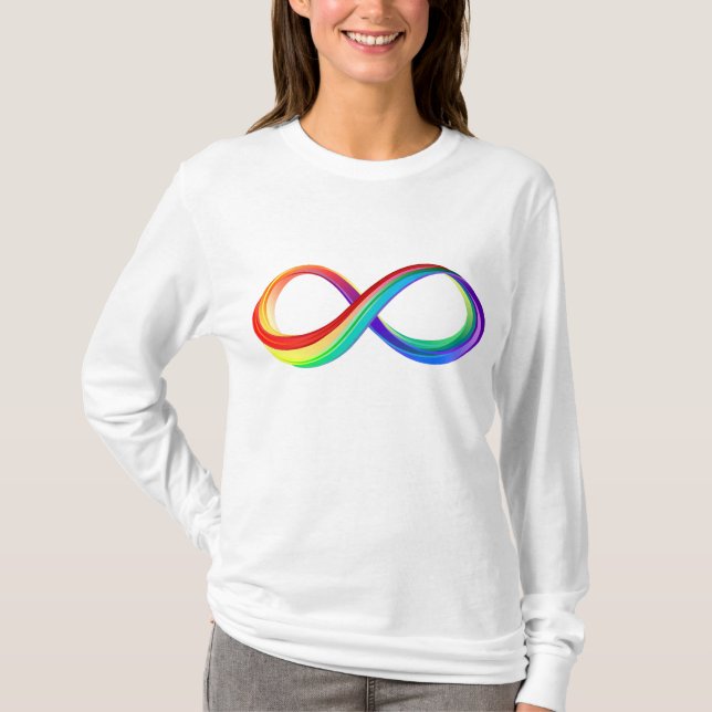Infinitetssymbol för regnbåge i lager t shirt (Framsida)