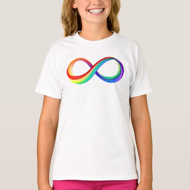 Infinitetssymbol för regnbåge i lager t shirt (Framsida)