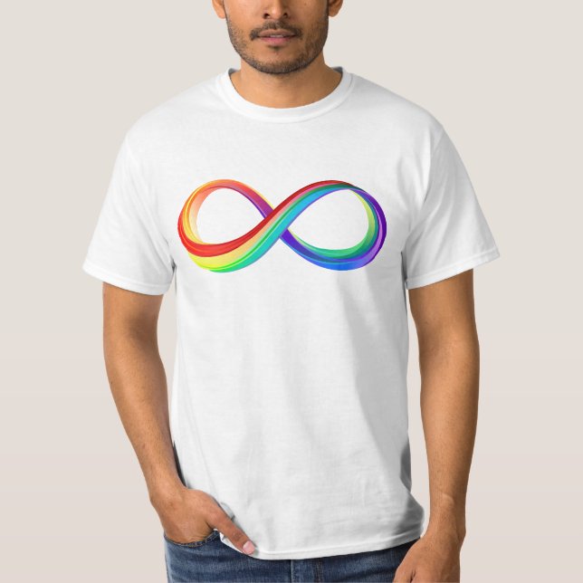 Infinitetssymbol för regnbåge i lager t shirt (Framsida)