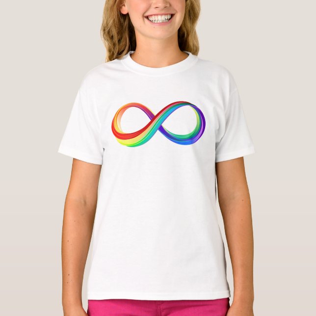 Infinitetssymbol för regnbåge i lager t shirt (Framsida)