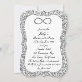 Infinity Bachelorette Party silver Glitter Silver Inbjudningar
