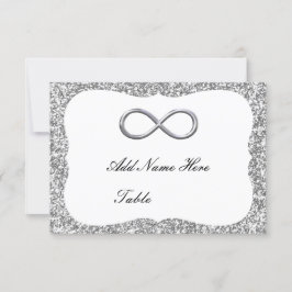 Infinity Bord-kort för oändlighet i Silver Glitter Inbjudningar