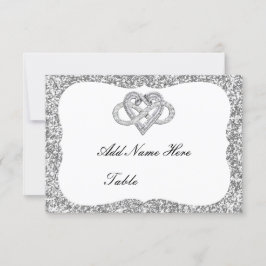 Infinity Heart Bord ortet silver Glitter Inbjudningar