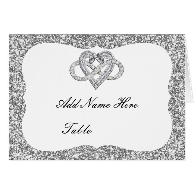 Infinity Heart Bord ortet silver Glitter OBS Kort (Framsidan Horizontal)