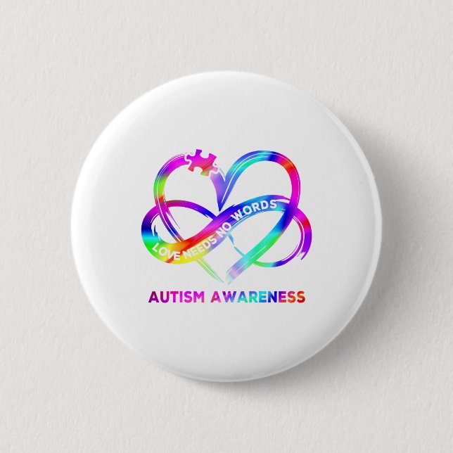 Infinity Heart Kärlek Autism Awareness Need Ord Knapp (Framsida)