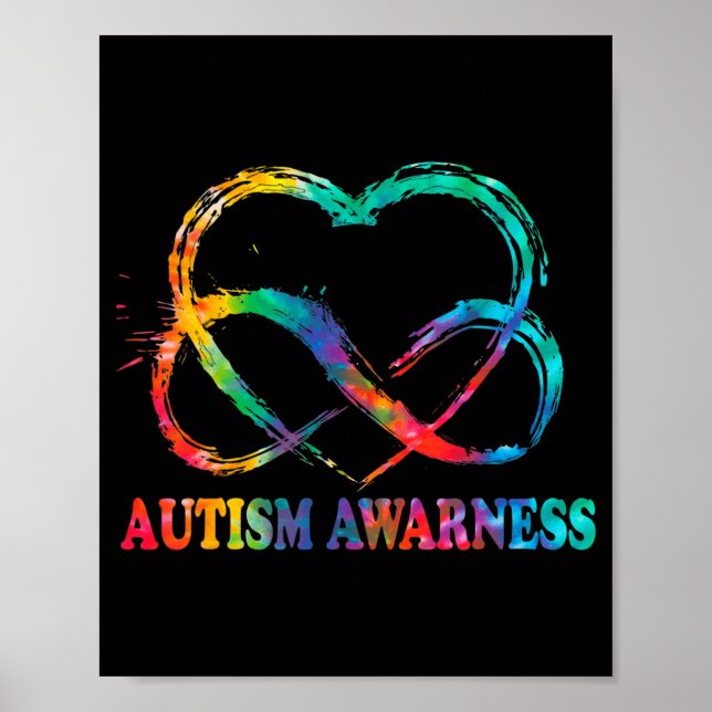 Infinity Heart Kärlek Autism Awareness Need Ord Poster (Framsidan)