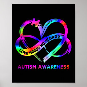 Infinity Heart Kärlek Autism Awareness Need Ord Poster