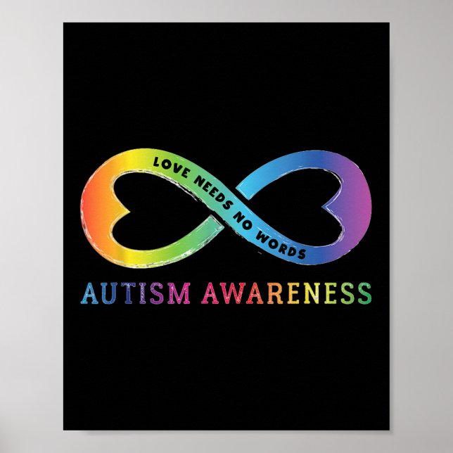 Infinity Heart Kärlek Autism Awareness Need Ord Poster (Framsidan)