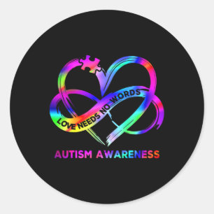 Infinity Heart Kärlek Autism Awareness Need Ord Runt Klistermärke