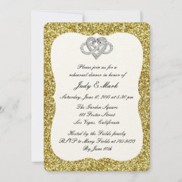 Infinity Heart Rehearsal Dinner guld Glitter Inbjudningar