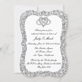 Infinity Heart Rehearsal Dinner silver Glitter Inbjudningar