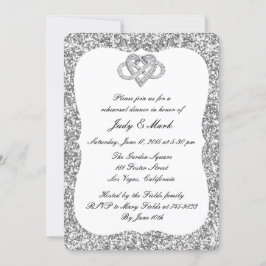 Infinity Heart Rehearsal Dinner silver Glitter Inbjudningar