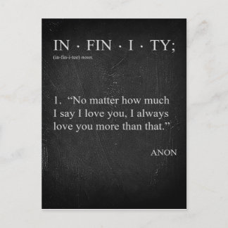INFINITY Kärlek ger dig mer ordlistedefinitionskor Vykort