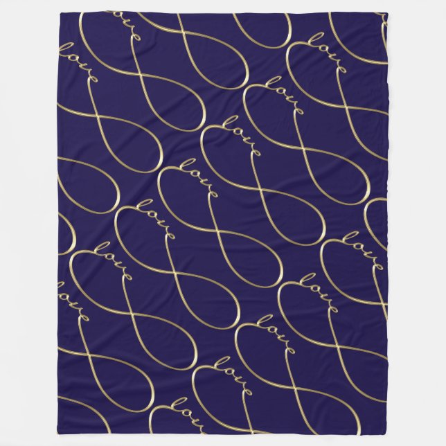 Infinity Kärlek Lemniscate guld + din backgr. Fleecefilt (Framsidan)