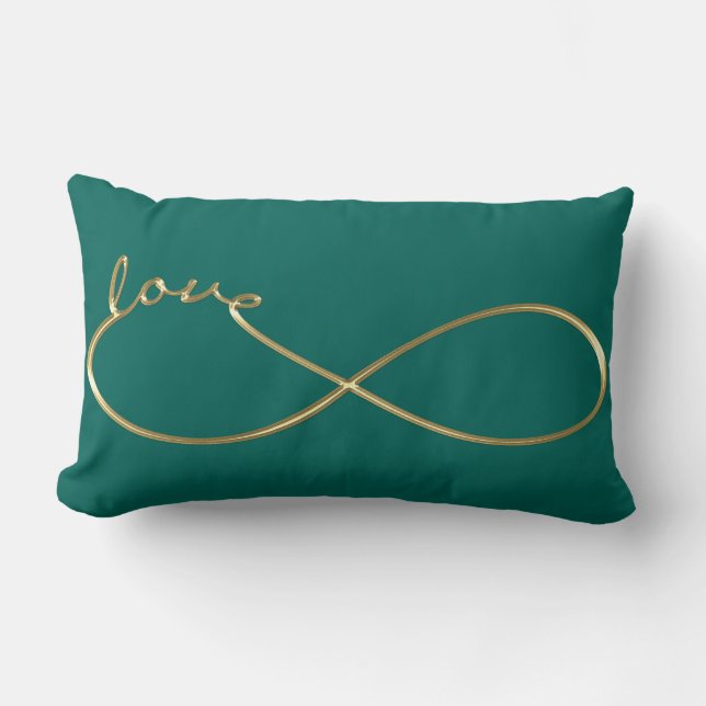 Infinity Kärlek Lemniscate guld + din backgr. Lumbarkudde (Framsida)