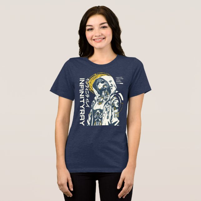 Infinity Ray – Cyberpunk Android Anime T Shirt (Framsida Full)